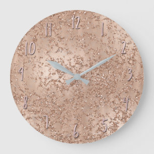 Roze Goud Blush Roze Glam Glitter Crackle Chic Grote Klok
