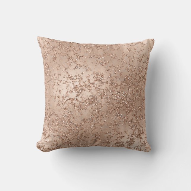 Roze Goud Blush Roze Glam Glitter Crackle Chic Kussen (Voorkant)