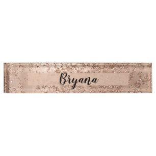 Roze Goud Blush Roze Glam Glitter Crackle Chic Naambordje