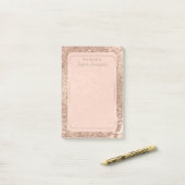 Roze Goud Blush Roze Glam Glitter Crackle Chic Post-it® Notes (Op bureau)