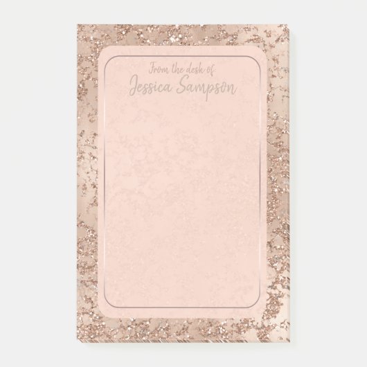 Roze Goud Blush Roze Glam Glitter Crackle Chic Post-it® Notes (Voorkant)