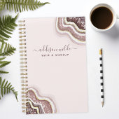 Roze Goud Blush Roze Glitter Agate Geode Planner