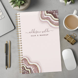 Roze Goud Blush Roze Glitter Agate Geode Planner