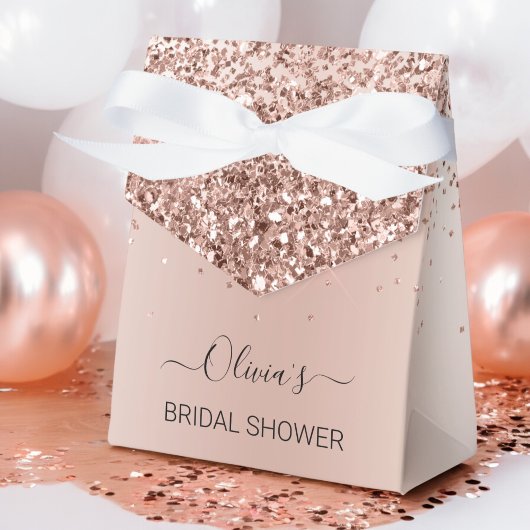 Roze Goud - Blush Roze Glitter Bruiloftsfeest Bedankdoosjes