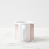 Roze Goud - Blush Roze Glitter Metaal Monogram Naa Espresso Kop (Achterkant)