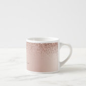Roze Goud - Blush Roze Glitter Metaal Monogram Naa Espresso Kop (Rechts)