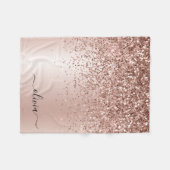 Roze Goud - Blush Roze Glitter Metaal Monogram Naa Fleece Deken (Voorkant (Horizontaal))