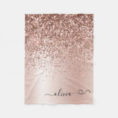 Roze Goud - Blush Roze Glitter Metaal Monogram Naa Fleece Deken (Voorkant)