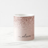 Roze Goud - Blush Roze Glitter Metaal Monogram Naa Koffiemok (Center)