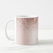 Roze Goud - Blush Roze Glitter Metaal Monogram Naa Koffiemok (Links)
