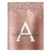 Roze Goud - Blush Roze Glitter Metaal Monogram Naa Notitieboek (Voorkant)