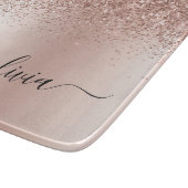 Roze Goud - Blush Roze Glitter Metaal Monogram Naa Snijplank (Hoek)