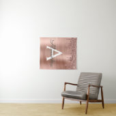 Roze Goud - Blush Roze Glitter Metaal Monogram Naa Wandkleed (In Situ (horizontaal))