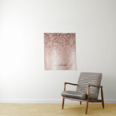 Roze Goud - Blush Roze Glitter Metaal Monogram Naa Wandkleed (In situ)