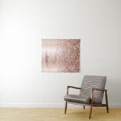 Roze Goud - Blush Roze Glitter Metaal Monogram Naa Wandkleed (In Situ (horizontaal))
