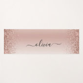 Roze Goud - Blush Roze Glitter Metaal Monogram Naa Yogamat (Voorkant (horizontaal))