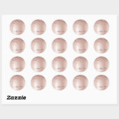 Roze Goud - Blush Roze Glitter Metaal Monogram Nam Ronde Sticker (Vel)