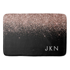 Roze Goud Blush Roze Glitter Monogram Initiaal Badmat