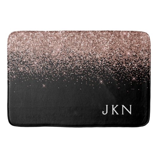 Roze Goud Blush Roze Glitter Monogram Initiaal Badmat (Voorkant)