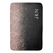 Roze Goud Blush Roze Glitter Monogram Initiaal Badmat (Voorkant Verticaal)