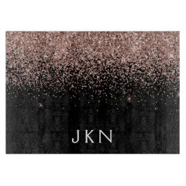 Roze Goud Blush Roze Glitter Monogram Initiaal Snijplank