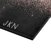 Roze Goud Blush Roze Glitter Monogram Initiaal Snijplank (Hoek)