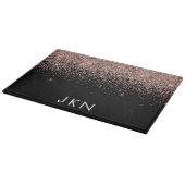 Roze Goud Blush Roze Glitter Monogram Initiaal Snijplank (Hoek)