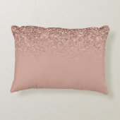 Roze Goud Blush Roze Glitter Script Monogram Meisj Accent Kussen (Achterkant)