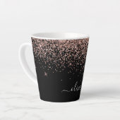 Roze Goud Blush Roze Glitter Script Monogram Meisj Latte Mok (Linkerhoek)