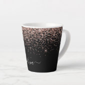 Roze Goud Blush Roze Glitter Script Monogram Meisj Latte Mok (Rechterhoek)