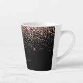 Roze Goud Blush Roze Glitter Script Monogram Meisj Latte Mok (Rechts)