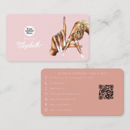 Roze Goud Blush Roze LA Sign Nagelsalon Visitekaartje