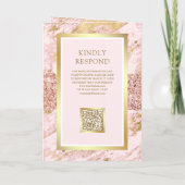 Roze Goud Blush Roze Marmer Foto QR Code Trouwen  (Achterkant)