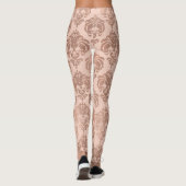 Roze Goud Blush Roze Moderne Glam Damast Leggings (Achterkant)