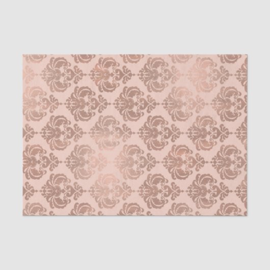 Roze Goud Blush Roze Moderne Glam Damast Tissuepapier (Voorkant)
