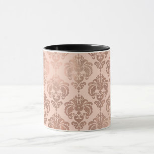 Roze Goud Blush Roze Moderne Glamour Damast Mok