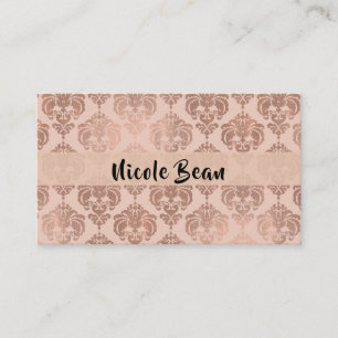 Roze Goud Blush Roze Moderne Glamour Damast Visitekaartje