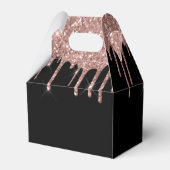 Roze Goud - Blush Roze Zwart Glitter Monogram Bedankdoosjes (Achterkant)