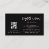 Roze Goud Blush Roze Zwarte Bloemen | QR Code Visitekaartje (Achterkant)