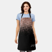 Roze Goud Blush Roze Zwarte Glitter Monogram Jonge Schort (Gedragen)