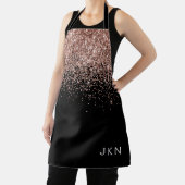 Roze Goud Blush Roze Zwarte Glitter Monogram Jonge Schort (Insitu)
