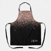 Roze Goud Blush Roze Zwarte Glitter Monogram Jonge Schort (Voorkant)