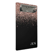 Roze Goud Blush Roze Zwarte Glitters Monogram Meis Mini Klembord (Schuin)