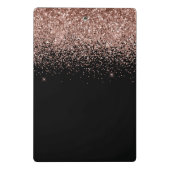 Roze Goud Blush Roze Zwarte Glitters Monogram Meis Mini Klembord (Achterkant)