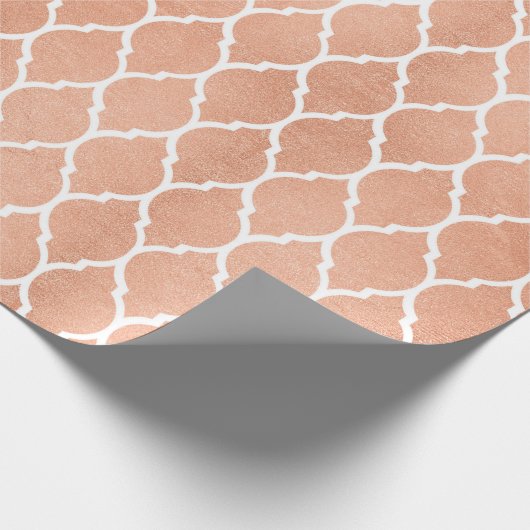 Roze Goud Blush Wit Quatrefoil Glam Cadeaupapier (Hoek)