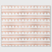 Roze Goud Blush Wit Tribal Strepen Lijnen Cadeaupapier (Vlak)
