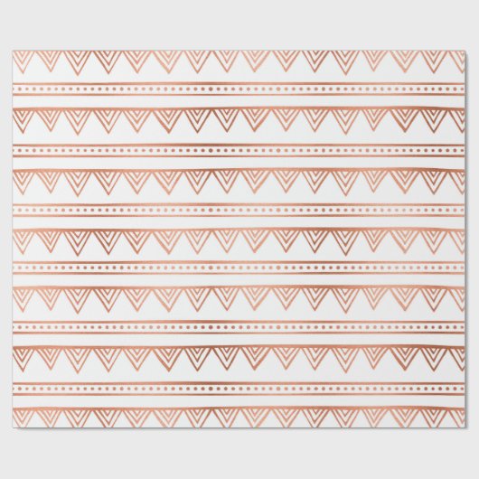 Roze Goud Blush Wit Tribal Strepen Lijnen Cadeaupapier (Vlak)