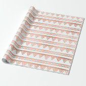 Roze Goud Blush Wit Tribal Strepen Lijnen Cadeaupapier (Uitgerold)