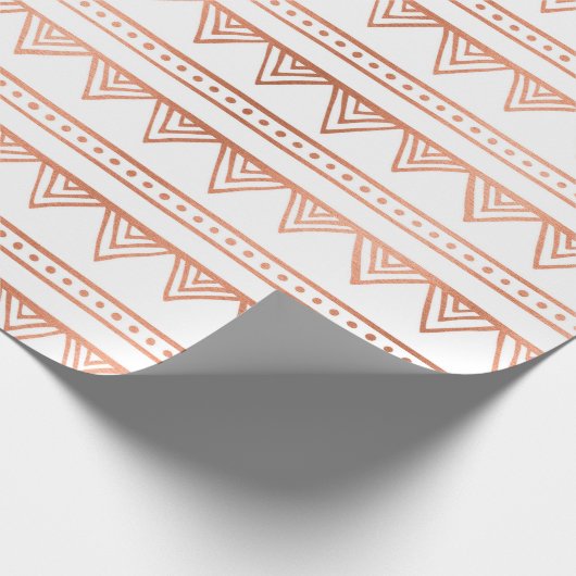 Roze Goud Blush Wit Tribal Strepen Lijnen Cadeaupapier (Hoek)
