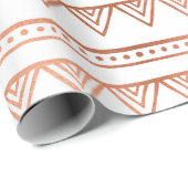 Roze Goud Blush Wit Tribal Strepen Lijnen Cadeaupapier (Rol Hoek)